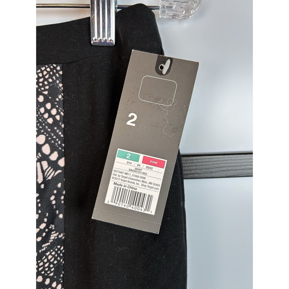 Mossimo Black Lace Print Panel Pencil Skirt Sz 2 Work Career Cocktail Lined‎ NWT - Picture 3 of 9